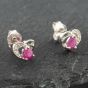 Second Hand White Gold 0.38ct Pear Cut Ruby & Diamond Heart Stud Earrings 43171092