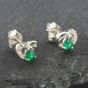 Second Hand White Gold 0.26ct Pear Cut Emerald & Diamond Heart Stud Earrings 43171093