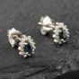 Second Hand White Gold 0.38ct Pear Cut Sapphire & 0.09ct Brilliant Cut Diamond Cluster Stud Earrings 43171094