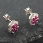 Second Hand White Gold 0.68ct Ruby & Diamond Cluster Stud Earrings 43171098
