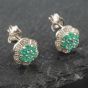 Second Hand White Gold 0.48ct Emerald & Diamond Cluster Stud Earrings 43171099