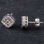 Second Hand 9ct White Gold 0.75ct Brilliant Cut Diamond Square Stud Earrings 4317109