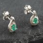 Second Hand White Gold 0.25ct Pear Cut Emerald & Diamond Stud Earrings 43171102