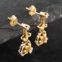 Second Hand 9ct Two Colour Gold Brilliant Cut Diamond Flower Dropper Earrings 43171117