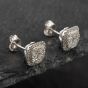 Second Hand 14ct White Gold 1.00ct Brilliant Cut Diamond Square Halo Stud Earrings 43171133