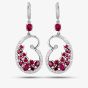 Second Hand 14ct White Gold Ruby Diamond Open Heart Dropper Earrings 4317114