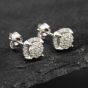 Second Hand 14ct White Gold 0.50ct Brilliant Cut Diamond Halo Stud Earrings 43171147