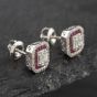 Second Hand 14ct White Gold 0.40ct Ruby & 0.50ct Diamond Oblong Stud Earrings 43171163