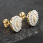 Second Hand 14ct Yellow Gold 12mm 1.00ct Brilliant Cut Diamond Triple Cluster Stud Earrings 43171168