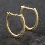 Second Hand 9ct Yellow Gold 11.5mm 0.15ct Brilliant Cut Diamond Oval Hoop Earrings 43171169