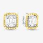 Second Hand 18ct White Gold Yellow & White Diamond Cushion Shape Stud Earrings 43171173