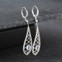 Second Hand 18ct White Gold Oval Cut Sapphire & Brilliant Cut Diamond Tear Drop Dropper Earrings 43171174