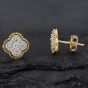 Second Hand 18ct Two Colour Gold Brilliant Cut Diamond Cluster Stud Earrings 43171180