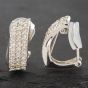 Second Hand 18ct White Gold 12mm 1.00ct Brilliant Cut Diamond Three Row Clip On Half Hoop Earrings 43171184