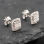 Second Hand 9ct White Gold 0.25ct Brilliant Cut Diamond Square Cluster Stud Earrings 43171194