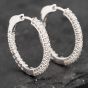 Second Hand 14ct White Gold 1.00ct Brilliant Cut Diamond Channel Set Hoop Earrings 43171196