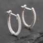 Second Hand 14ct White Gold 17mm 0.25ct Brilliant Cut Diamond Oval Hoop Earrings 43171200