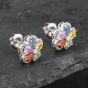 Second Hand 14ct White Gold 1.80ct Sapphire & 0.20ct Diamond Flower Stud Earrings 43171211