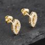 Second Hand 14ct Yellow Gold 12mm 0.25ct Diamond Open Marquise Stud Earrings 43171228