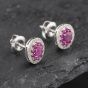 Second Hand 14ct White Gold 0.70ct Ruby & 0.25ct Diamond Oval 9mm Stud Earrings 43171229