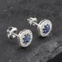 Second Hand 14ct White Gold 0.60ct Sapphire & 0.25ct Diamond Round Cluster Stud Earrings 43171232