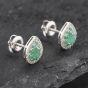Second Hand 14ct White Gold 0.75ct Emerald & 0.20ct Brilliant Cut Diamond Teardrop 10mm Stud Earrings 43171234