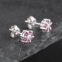 Second Hand 9ct White Gold 0.58ct Ruby & Diamond Round Cluster Stud Earrings 43171235