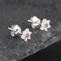 Second Hand 9ct White Gold Ruby & 0.24ct Diamond Flower Cluster Stud Earrings 43171240