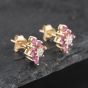 Second Hand 9ct Yellow Gold 0.74ct Ruby & Diamond Marquise Shape Cluster 9mm Stud Earrings 43171245