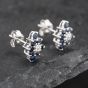 Second Hand 9ct White Gold 0.74ct Sapphire & Diamond Marquise Shape Cluster 10mm Stud Earrings 43171256