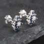 Second Hand 9ct White Gold 0.74ct Sapphire & Diamond Marquise Shape Cluster 10mm Stud Earrings 43171258