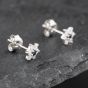 Second Hand 9ct White Gold 0.09ct Sapphire & 0.24ct Diamond Flower Cluster Stud Earrings 43171260
