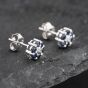 Second Hand 9ct White Gold 0.58ct Sapphire & Diamond Round Cluster Stud Earrings 43171263