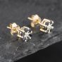 Second Hand 9ct Yellow Gold 0.53ct Sapphire & Diamond Flower Cluster Stud Earrings 43171265