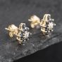 Second Hand 9ct Yellow Gold 0.74ct Sapphire & Diamond Marquise Shape Cluster 10mm Stud Earrings 43171269