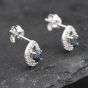 Second Hand 9ct White Gold 0.38ct Sapphire & Diamond Teardrop Cluster 8.5mm Stud Earrings 43171271
