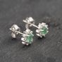 Second Hand 9ct White Gold 0.34ct Emerald & Diamond Cluster Stud Earrings 43171278