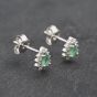 Second Hand 9ct White Gold 0.26ct Emerald & Diamond Teardrop Cluster 7.2mm Stud Earrings 43171284