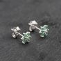 Second Hand 9ct White Gold 0.28ct Emerald & Diamond Flower Cluster Stud Earrings 43171287