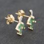 Second Hand 9ct Yellow Gold 0.31ct Emerald & Diamond Leaf 11.1mm Stud Earrings 43171308