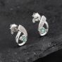 Second Hand 9ct White Gold 0.13ct Emerald & Diamond Open Work Swirl 12mm Stud Earrings 43171338