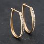Second Hand 9ct Yellow Gold 1.00ct Brilliant Cut Diamond 30mm Oval Hoop Earrings 43171365