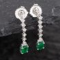 Second Hand 18ct White Gold 0.60ct Emerald & 0.18ct Brilliant Cut Diamond 24mm Dropper Earrings 43171369