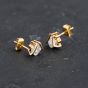 Second Hand Yellow Gold 7mm Cubic Zirconia Set Stud Earrings 43171374