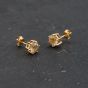 Second Hand Yellow Gold 6mm Cubic Zirconia Set Stud Earrings 43171375