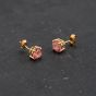 Second Hand Yellow Gold 6mm Colour Treated Pink Topaz Set Stud Earrings 43171376