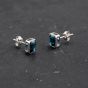 Second Hand White Gold 7.5mm Blue Topaz Oblong Stud Earrings 43171382
