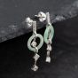 Second Hand 9ct White Gold Green Jade & 0.11ct Diamond 37mm Dropper Earrings 43171387