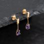 Second Hand Yellow Gold 18mm Amethyst Dropper Earrings 43171388