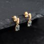 Second Hand Yellow Gold 14.5mm Blue Topaz Tear Drop Dropper Earrings 43171390